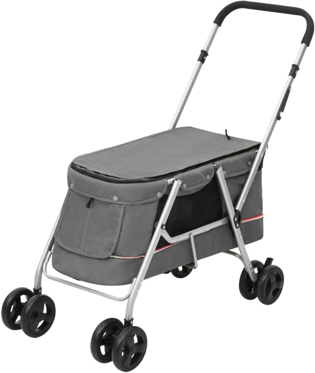 Kinderwagen - Hondenbuggy - Huisdieren Vervoeren - Opvouwbaar - 100 x 49 x 96 cm - Grijs