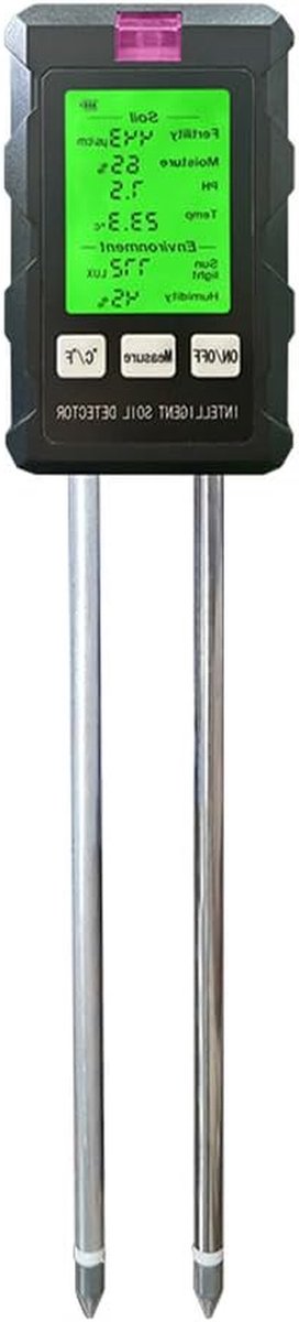 Bodemtester 6-in-1 - Vochtmeter Planten - Planten Verzorgen - Snelle Nauwkeurige Metingen - 180 mm Sonde - Zwart