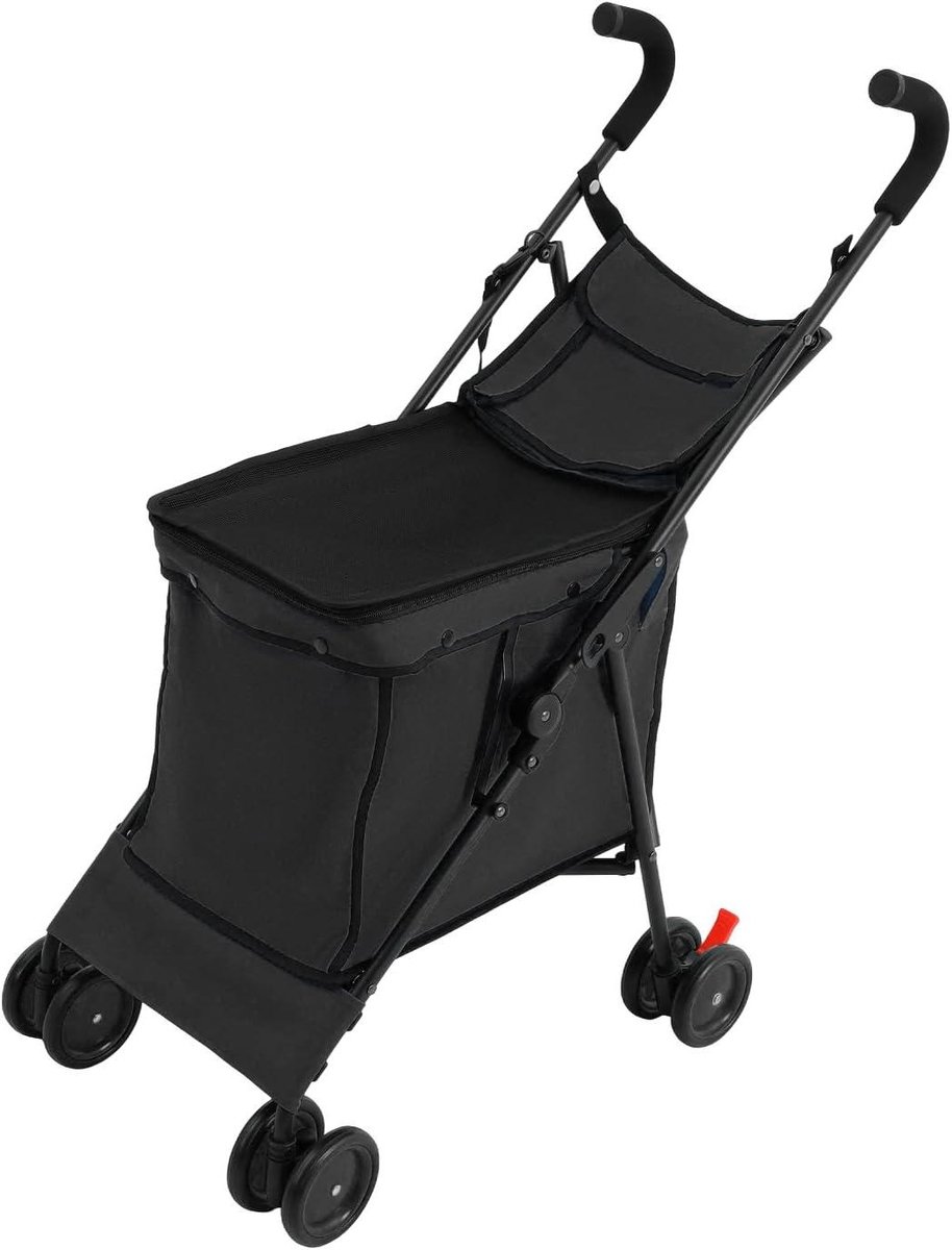 Hondenbuggy - Hondenwagen Dierenkar - Comfortabel Vervoer - Robuust Metalen Frame - 43 x 60 x 94 cm - Zwart