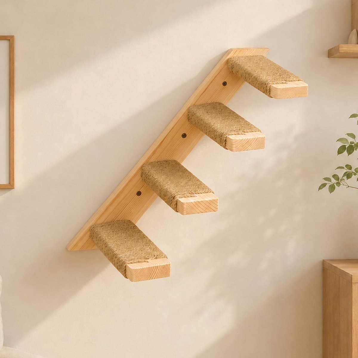 Wandgemonteerde Kattenklimplank - Hout - 33 x 39 cm - Met Sisaltouw - Voor Katten van Alle Maten
