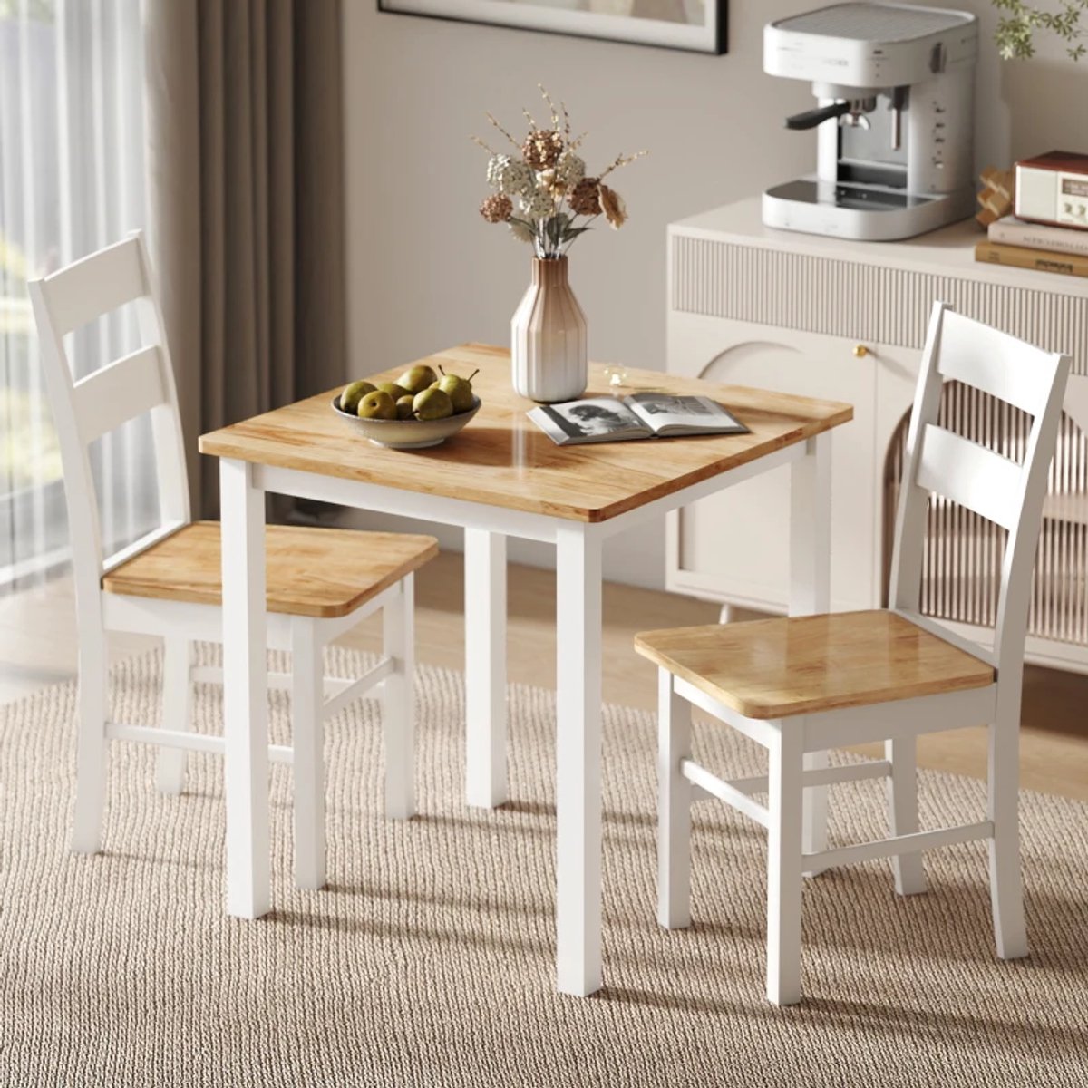 COVREO Eetkamerstoel 40 x 50,5 x 88,5 cm oak wit hout, set van 2