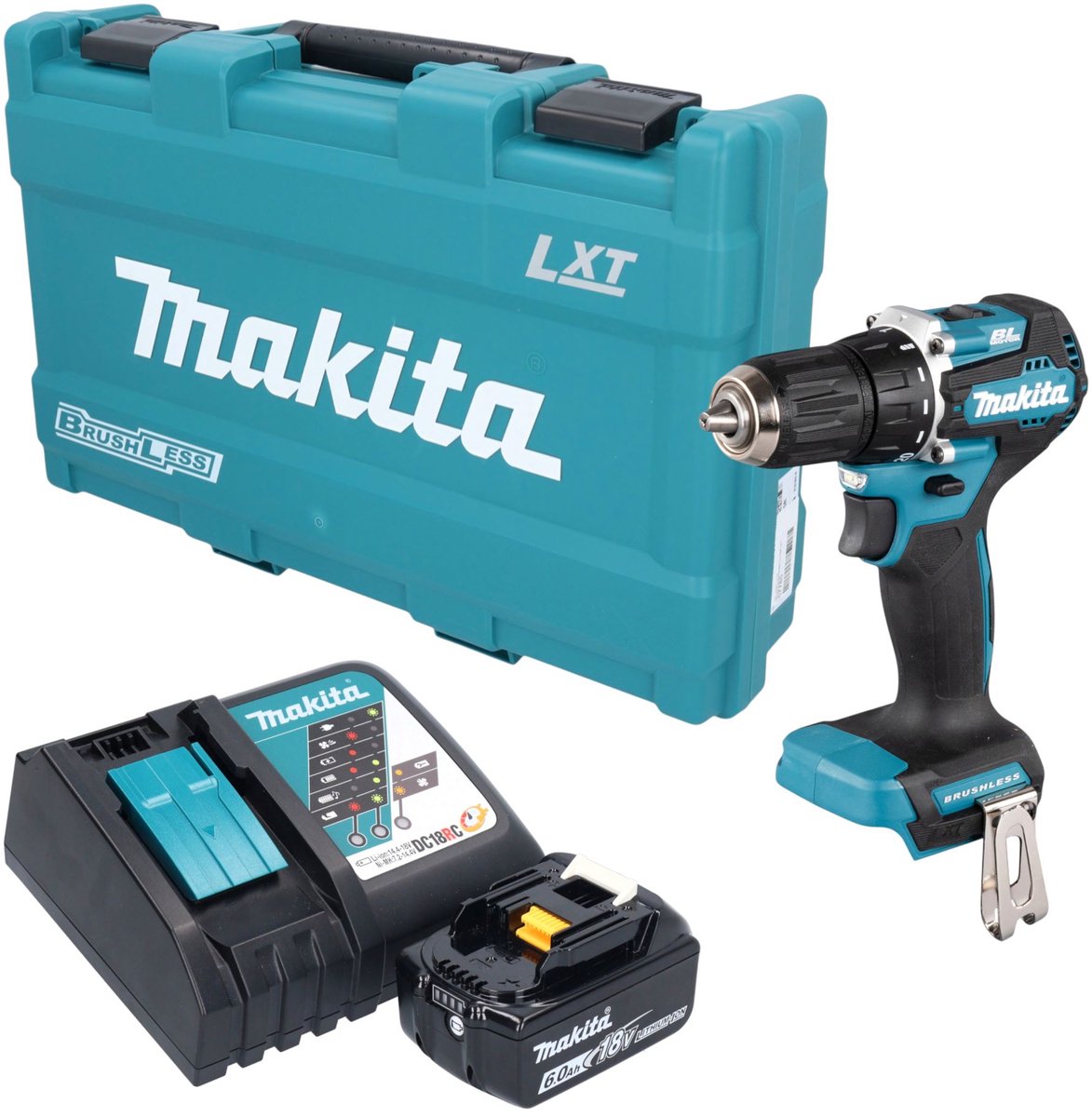 Makita DDF 487 RG1K accuboormachine 18 V 40 Nm borstelloos + 1x accu 6,0 Ah + oplader + koffer