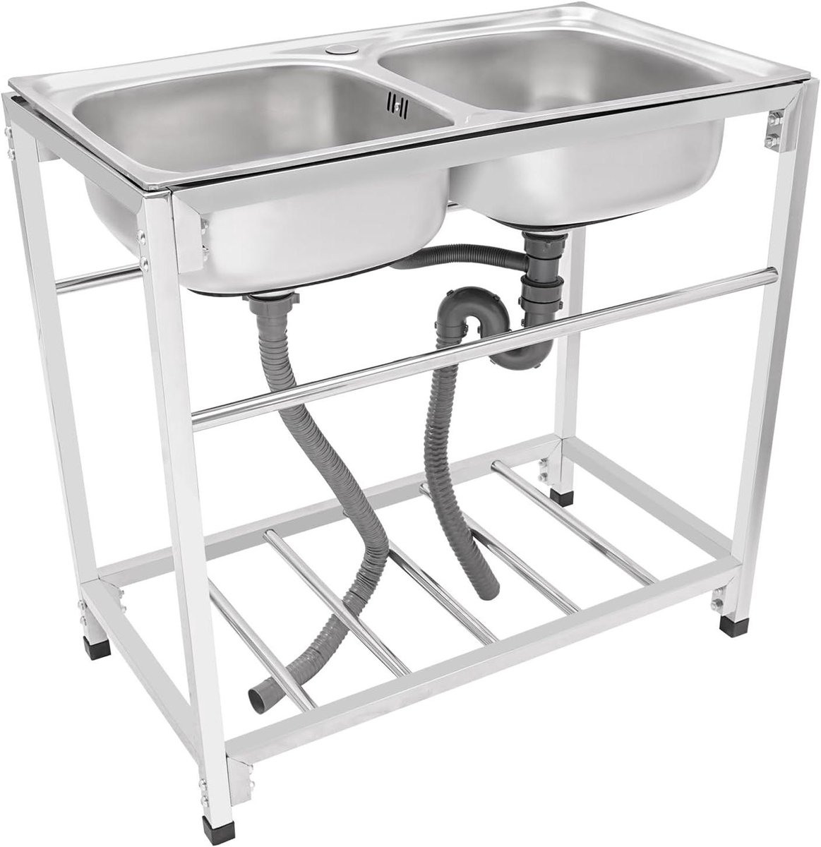 Vrijstaande Spoelbak - Wastafel Keuken - Commercieel Gebruik - Roestvrij Staal - 83x44x77cm - Zilver