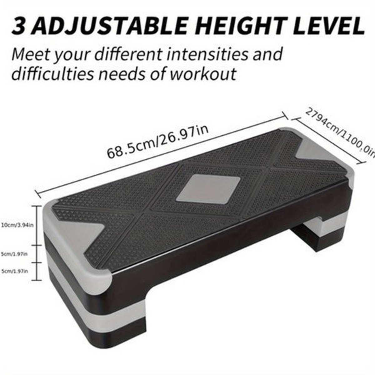 Fitnessbank – Halterbank – Trainingsbank – Buikspierbank – Bench Press Bank – Verstelbare Hoogte – Aerobics Step Platform – Antislip Voetpads – Duurzaam IJzer – Compact & Draagbaar – Grijs