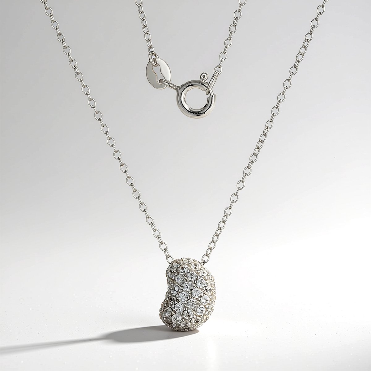 Cavill - 925 Sterling Zilver Halsketting - 35 Fonkelende Zirkonia's 0,58 ct - Modern Boonvormig Design - Chique Zilveren Damesketting