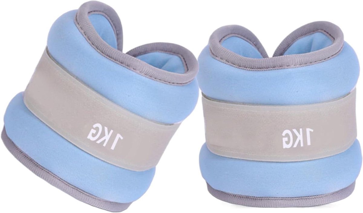 Beengewichten - Enkelgewichten - Fitness Training - Ademend Nylon - 1kg (x2) - Lichtblauw