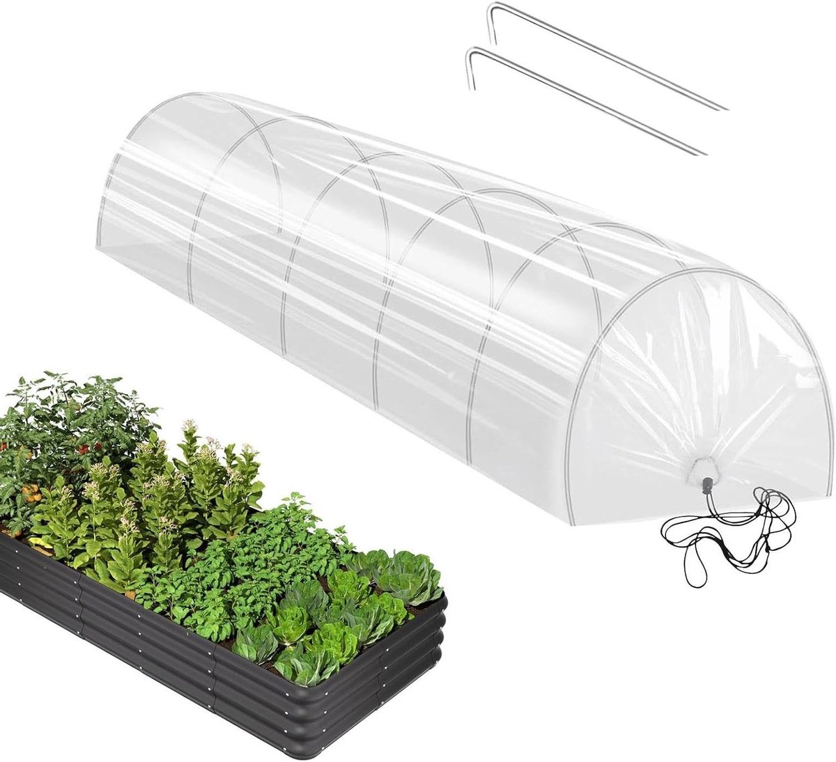 Tunnelkas - Kweekkas Tent - Planten Beschermen - Moeteloze Montage - 300x45x45cm - Wit