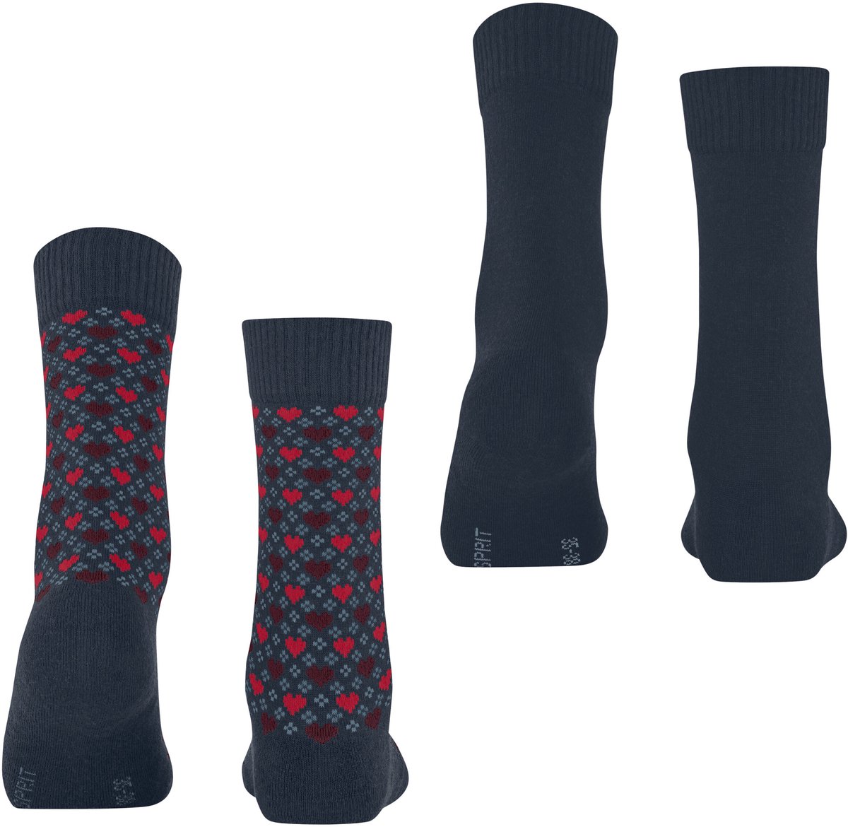 Esprit Wool Hearts 2 Pack gedessineerd katoen multipack sokken dames blauw - maat 39-42
