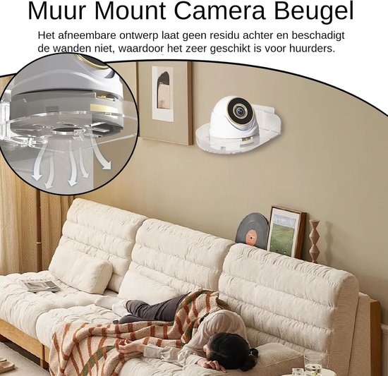 Babyfoon Plank - Camera Standaard - Babykamer Organiseren - Schadevrij Bevestigen - 12x9.5 cm - Wit — afbeelding 5