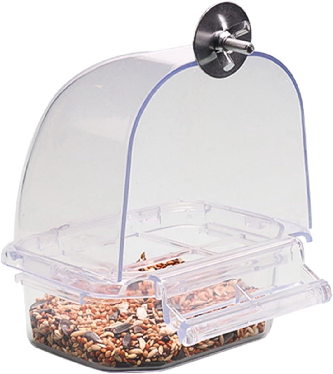 Vogelvoeder Container - Vogelvoerbakje Papegaai - Vogels Voeden - Ladeontwerp Afneembaar - Zoals Afgebeeld - Transparant