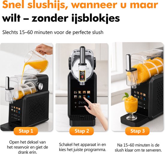 Ijskrabber Machine - 200W Aspera Compressor, R290 Koelmiddel, 10 Consistentieniveaus, 15–60 min Slush in 3 Stappen van Vankel — afbeelding 4