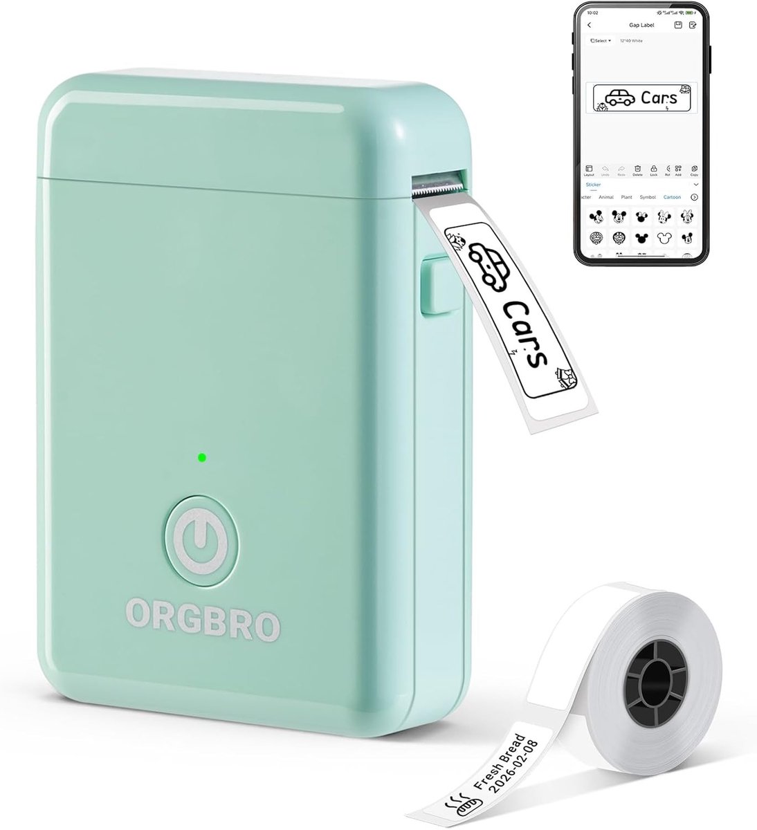 Labelmaker - Groen - Draagbaar Compact Formaat - Thermische Printer voor Organisatie en Thuisgebruik