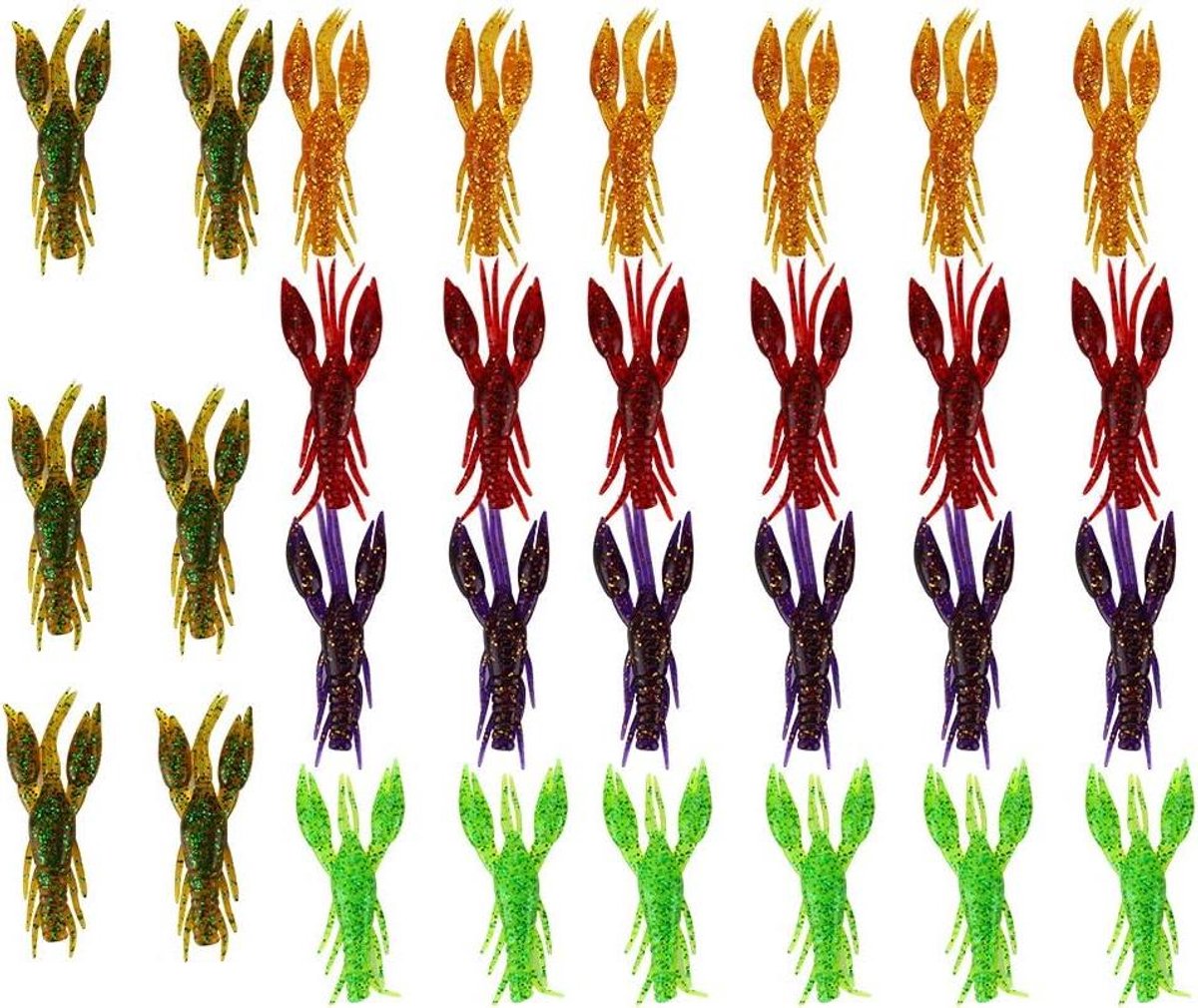 Valse Rivierkreeftjes - Zachte Kunstaasjes - Vissen Vangen - Realistische Actie - 30 Stuks - Meerdere Kleuren