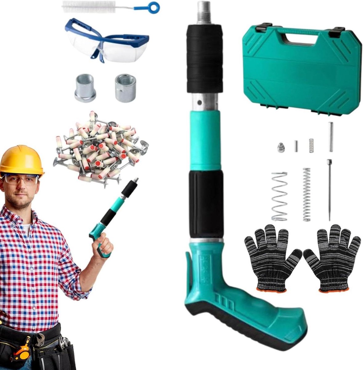 Elektrische nietmachine - Spijkerpistool Takkertool - Woningrenovatie - Betonbevestiging - 15 kg - Zilver