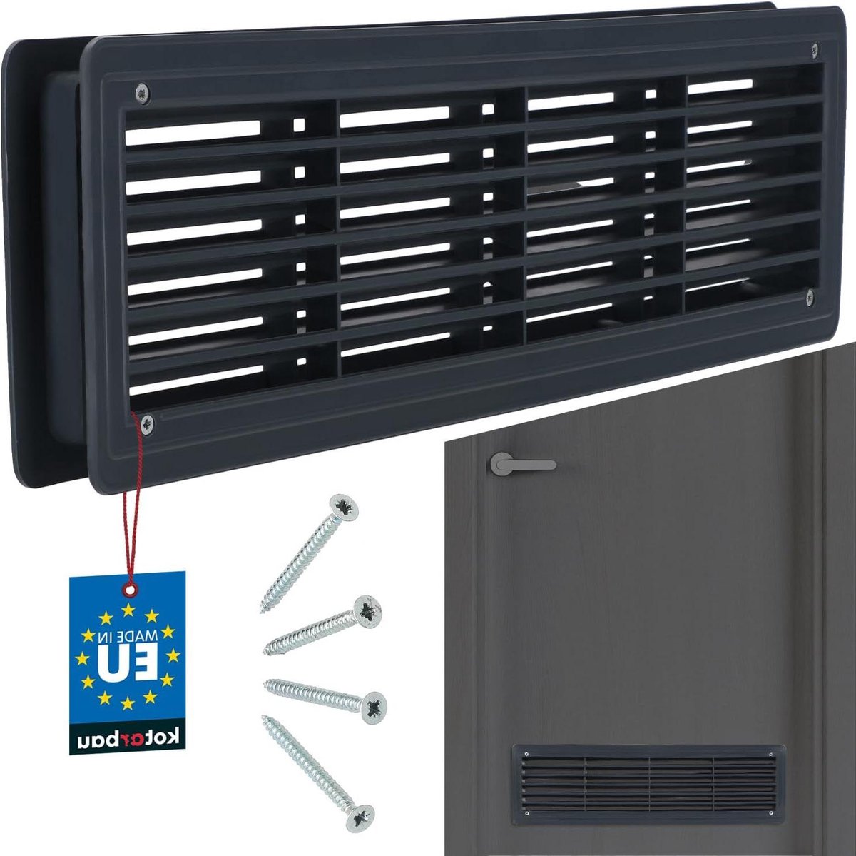 Ventilatierooster - Afvoerrooster Deur - Ventilatie Binnenshuis - Robuust Kunststof - 135 x 488 cm - Grafietkleurig