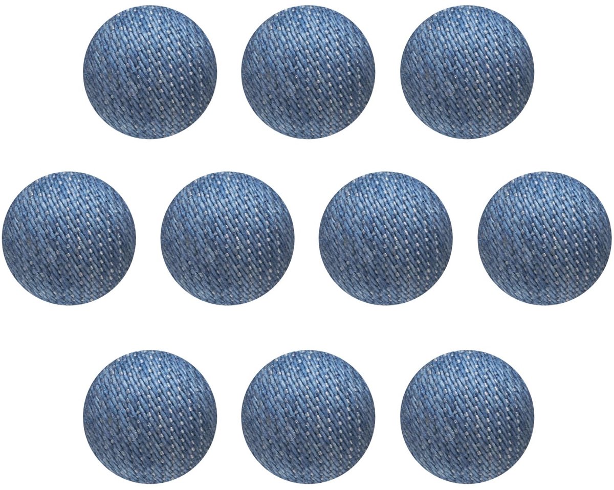 Set van 10 himmelblauwe stoffen knopen met kunststof schacht, 10mm