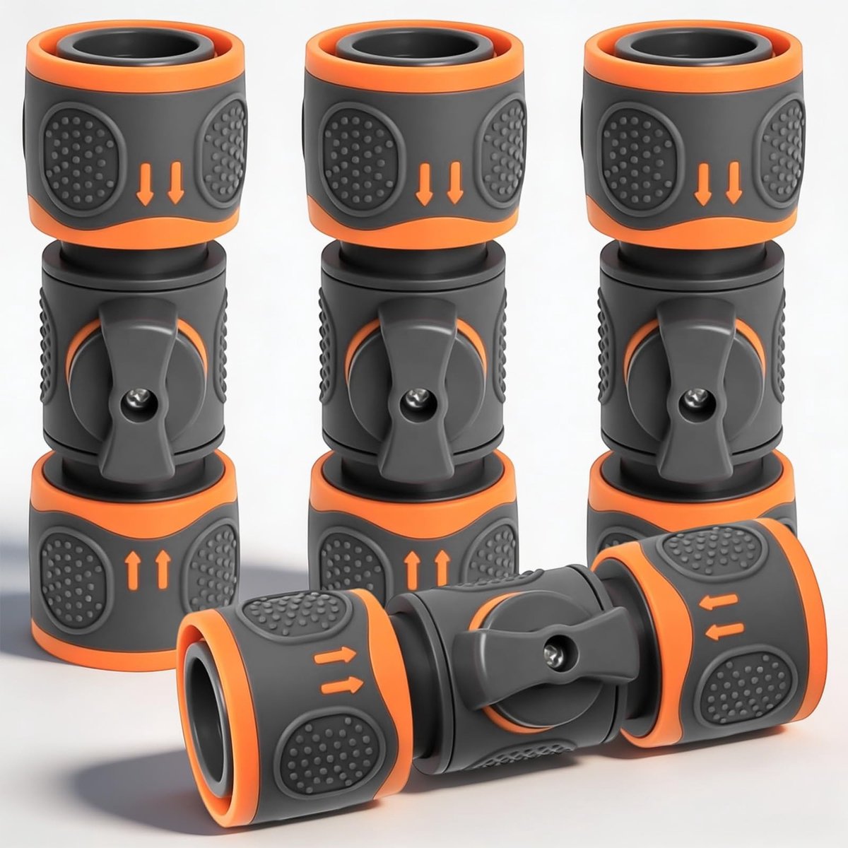 Omgoods - Set van 4 Tuinslang Koppelingen met Regelventiel