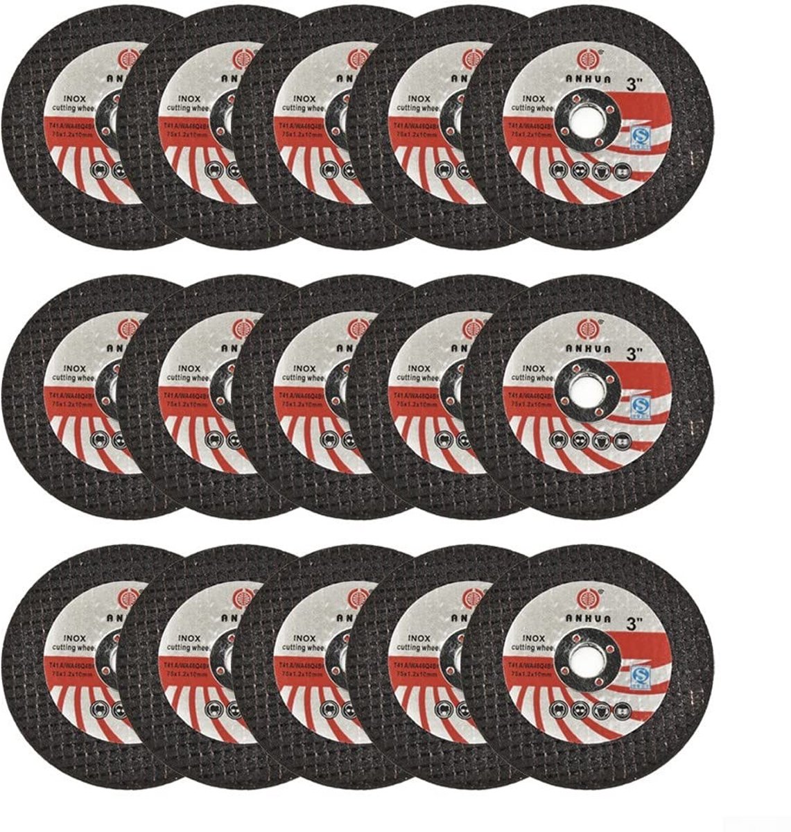 15-delige slijpschijven set, cirkelvormige slijpwielen van hars, 75 mm voor haakse slijpers en metaalbewerking