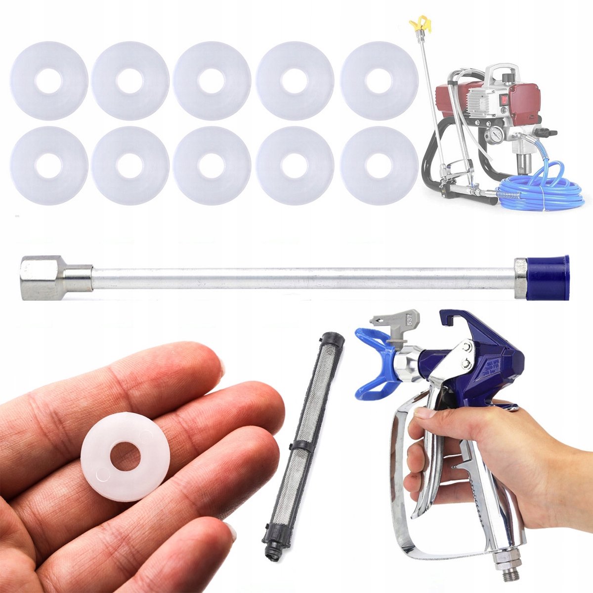 Rosfix Afdichting Set Hogedruklans Spuitpistool - Spuitmond 517, Vingerfilter 60 mesh