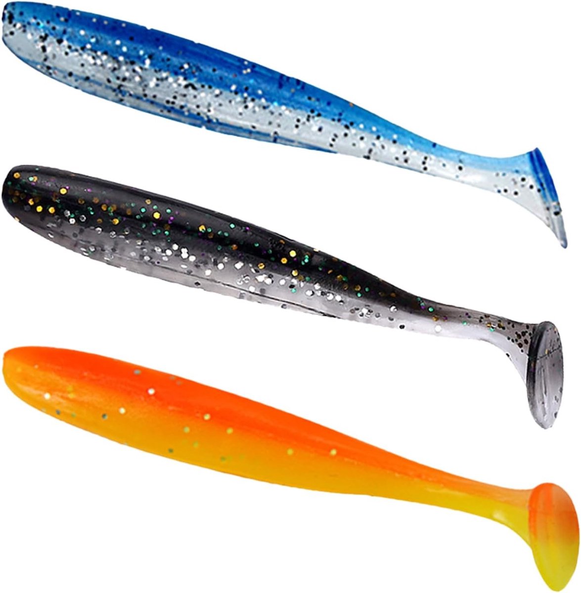 Zachte Vissenset met 75 Stuks - Plastic Rubber Aas voor Snoek, Baars en Forel in 3 Kleuren voor Zoet- en Zoutwater