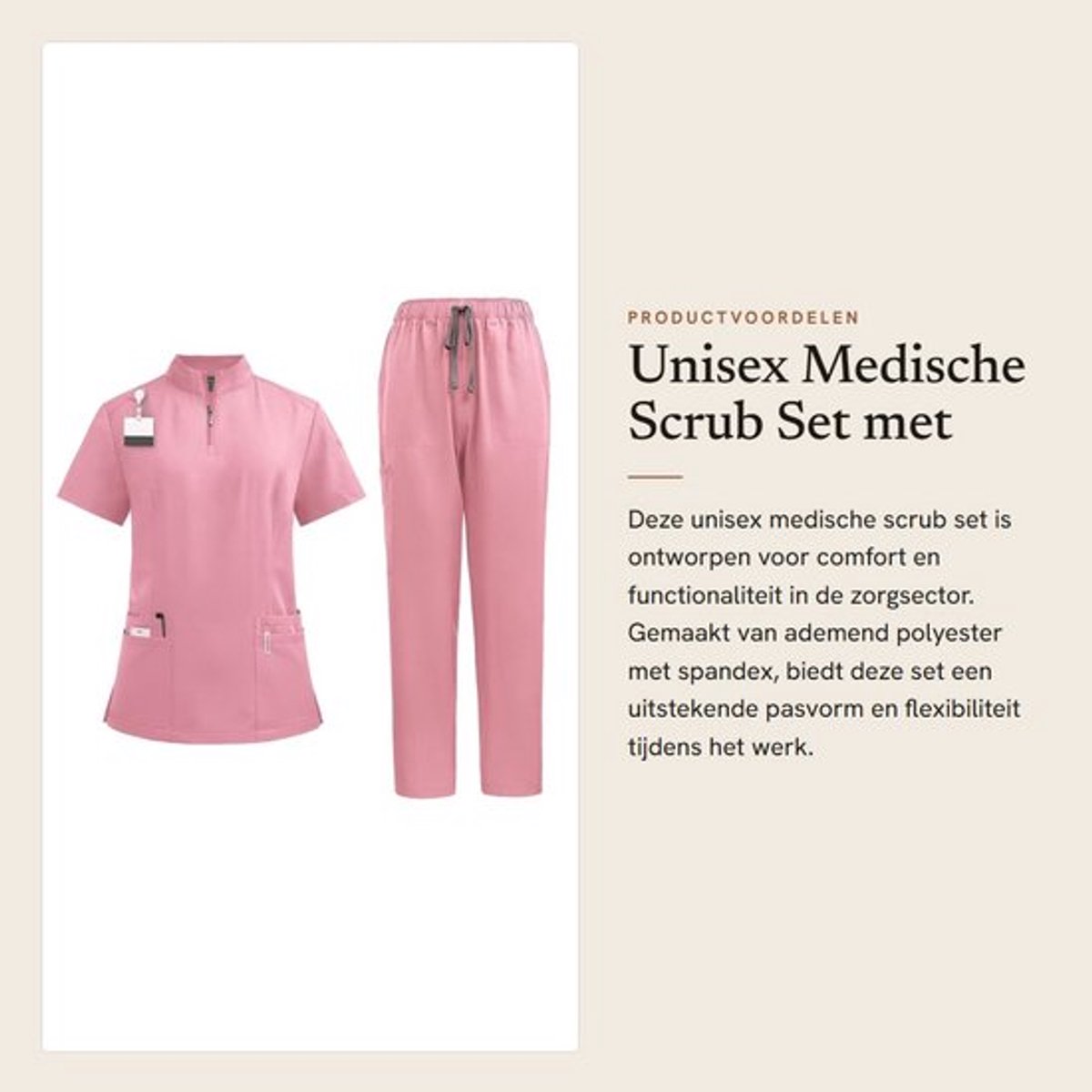 Unisex Medische Scrub Set met 4 Zakken