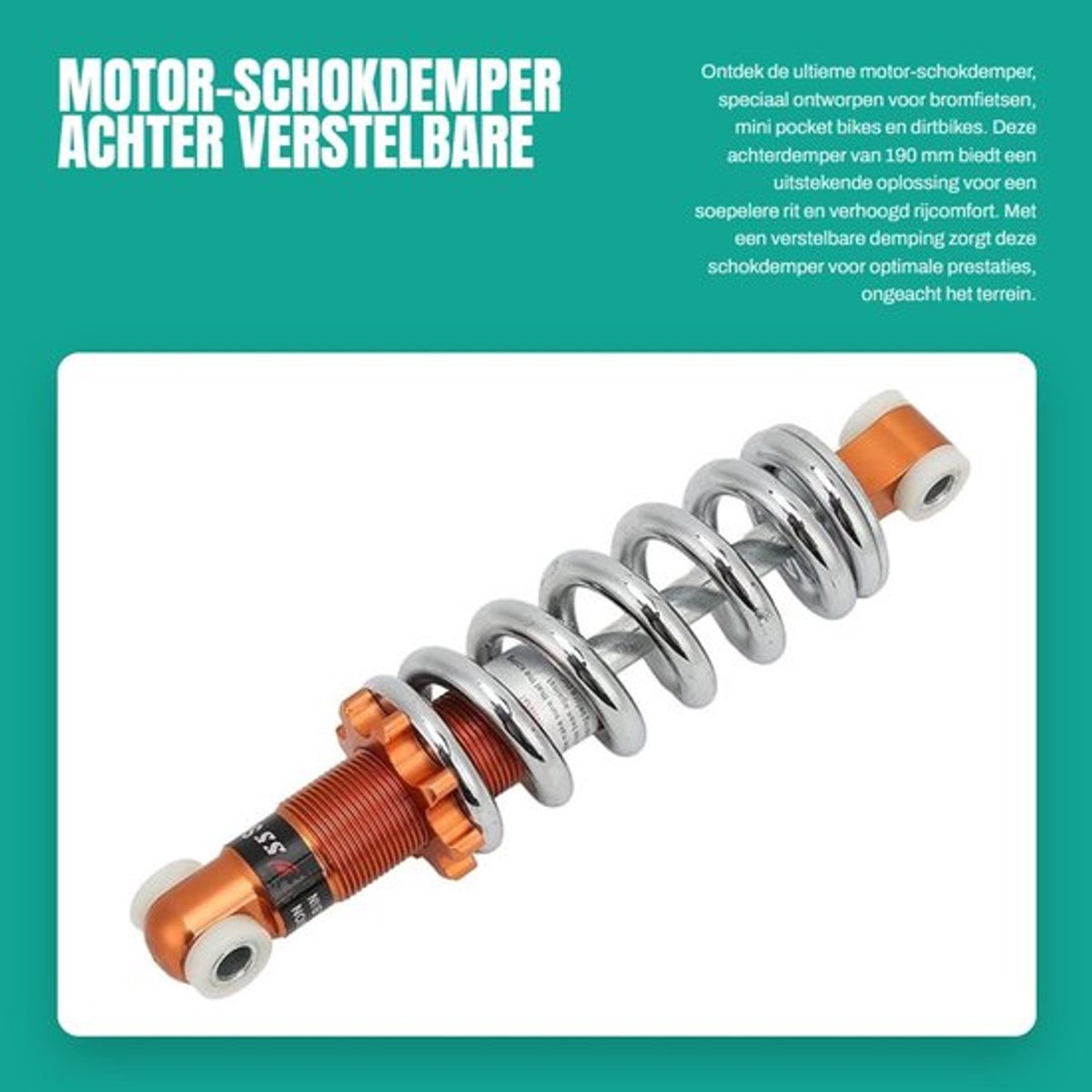 Schokdemper Achter 190 mm - Verstelbare Demping - 1200 Lbs - Universeel - Fiets Schokdemper - Perfecte Pasvorm - Fietsdemper