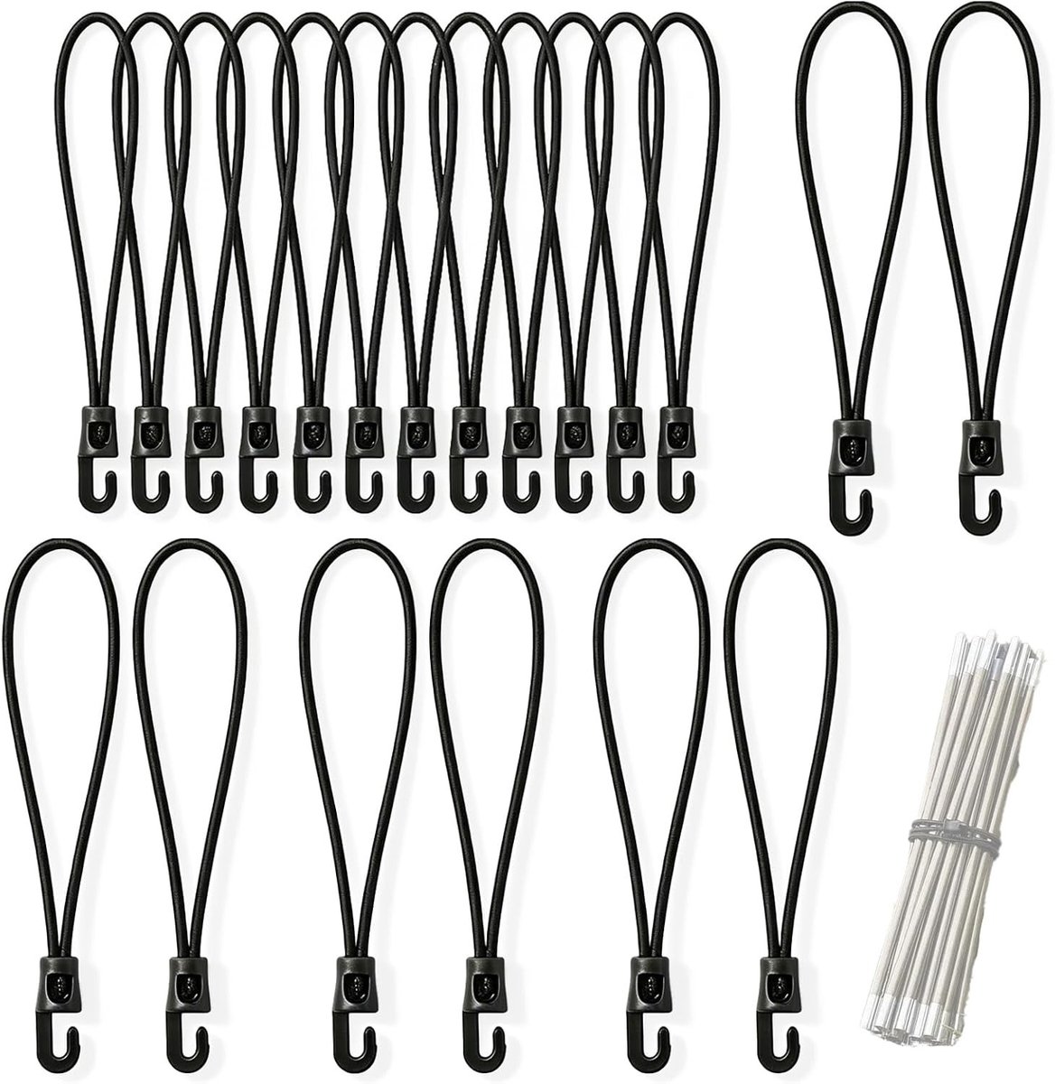 Rubberen Spanbanden met Haken - 10 cm - Multifunctionele Bevestiging voor Tenten en Dekzeilen - Voor Buitenactiviteiten