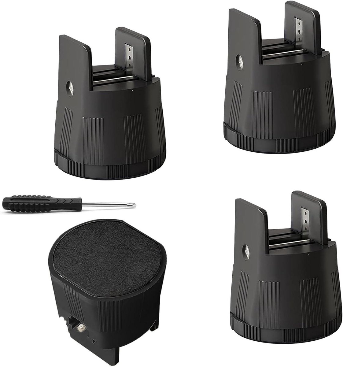 Meubelverhogers - Bedverhogers Poten - Meubels Verhogen - Verstelbare Schroefklem - 6-8 cm - Zwart