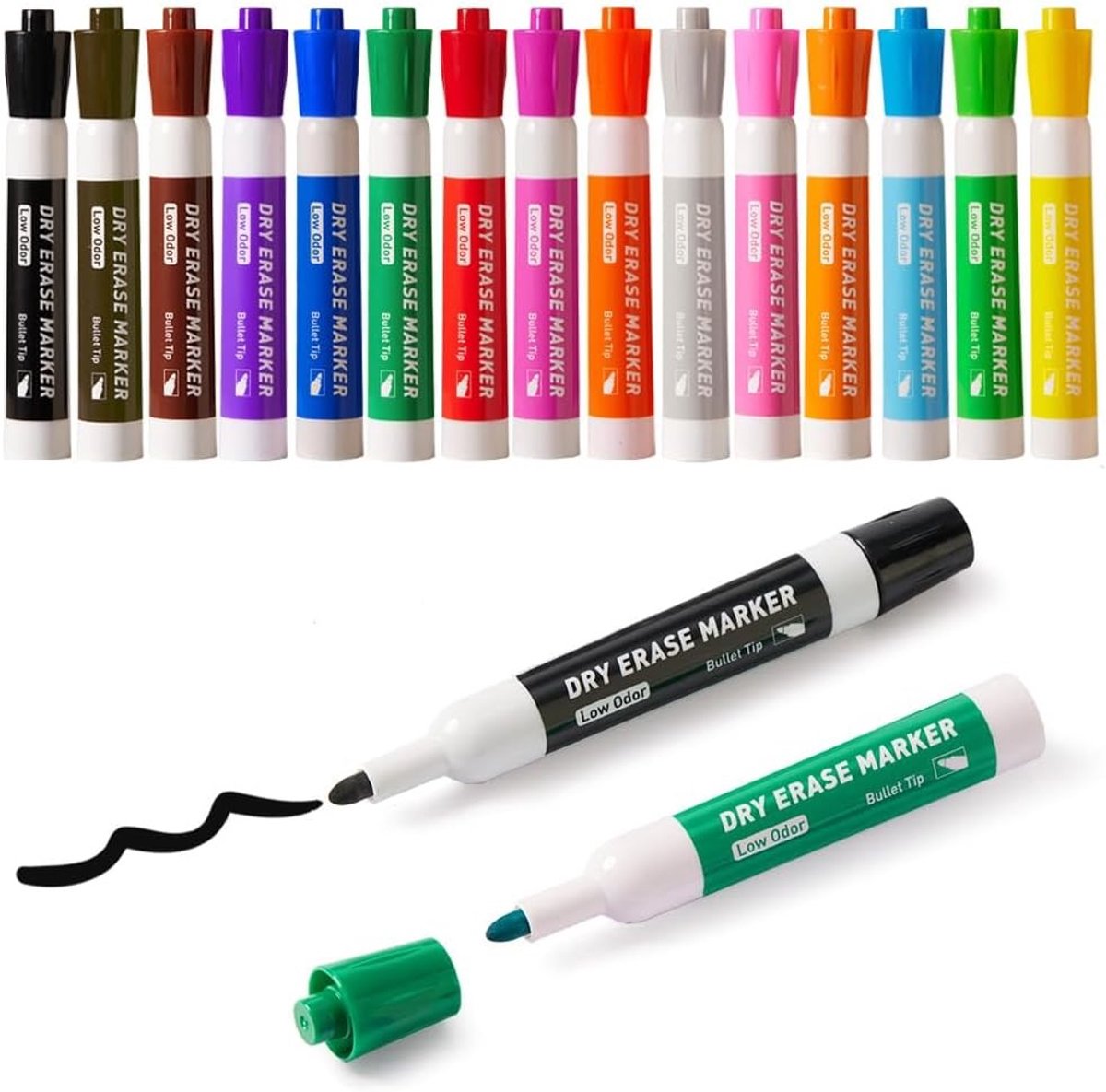 Whiteboard Stiften Set - Veelkleurig - 2,7 mm Ronde Punt - Sneldrogend en Makkelijk Verwijderbaar - Voor Kantoor en School
