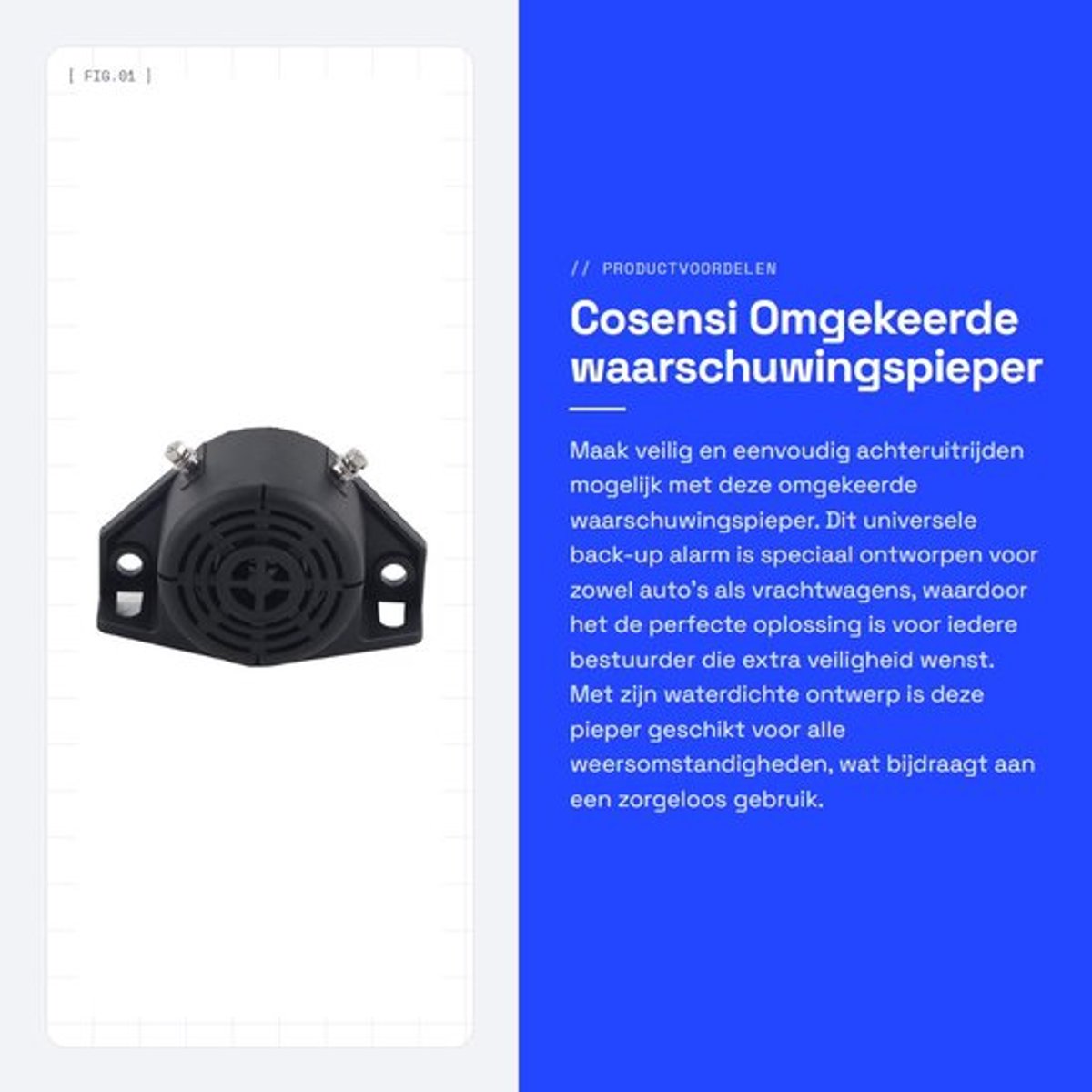 Waarschuwingspieper Waterdicht - Omgekeerd Alarm - Universeel - ABS - Voor Auto/Vrachtwagen - Back-up Functie - Achteruitrijalarm