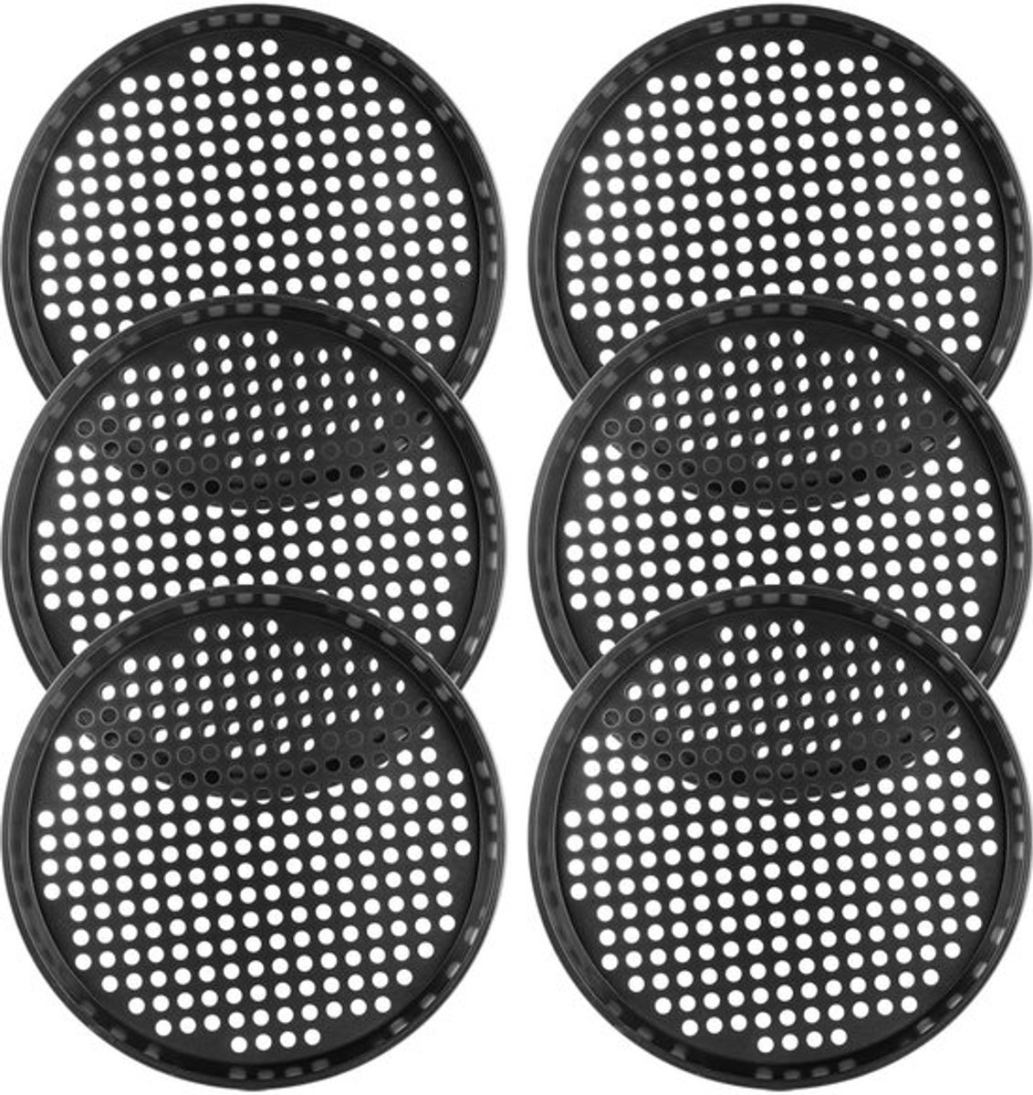 Pizzaplaat Set van 6 - Geperforeerde Pizzaplaat - Antiaanbaklaag - Rond - 32 cm - Duurzaam en Schokbestendig - Pizzapan