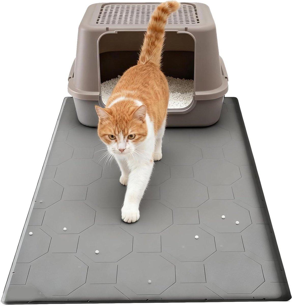 Kattenbak Mat - Huisdier Accessoire - Netheid Thuis - Groot Oppervlak - 86x56cm - Grijs