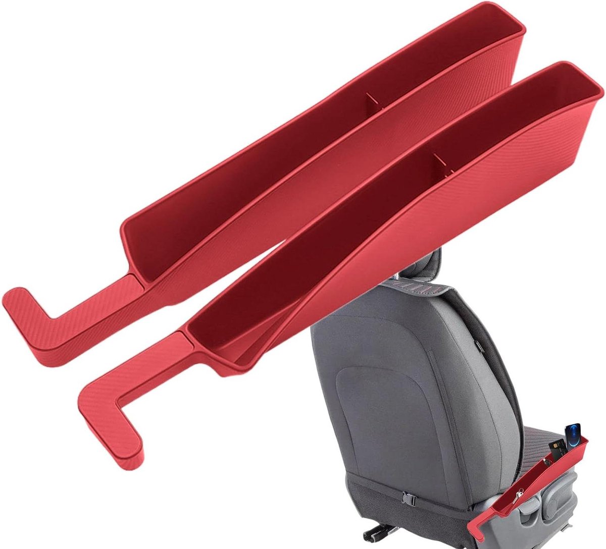 Autostoelvuller - Zitvulling - Spullen Opbergen - Naadloze Integratie - 2 Stuks - Rood