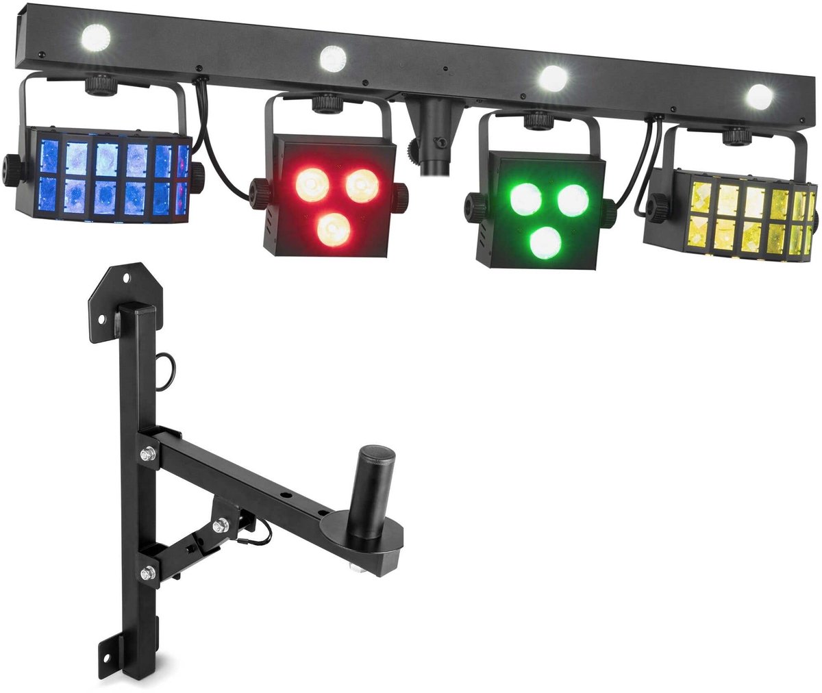 BeamZ SHOWBAR FREE2 - Complete lichtshow met Derby’s en LED parren - Inclusief muurbeugel - RGBW