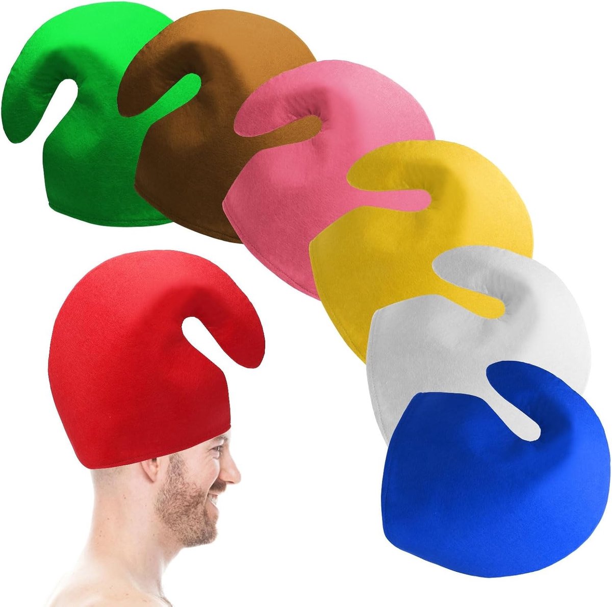 Set van 7 Dwarfs Hoeden voor Kostuumfeesten - Puntige Hoeden, Elf Hoed en Grappige Hoofddeksels voor Carnaval
