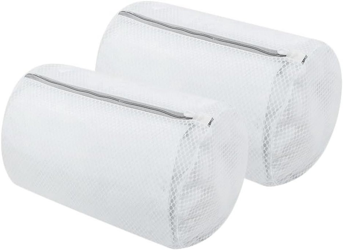 Waszakken Netstof - Laundry Bags Mesh - Kleding Beschermen - Met Ritssluiting - 22cm x 33cm - Wit Grijs