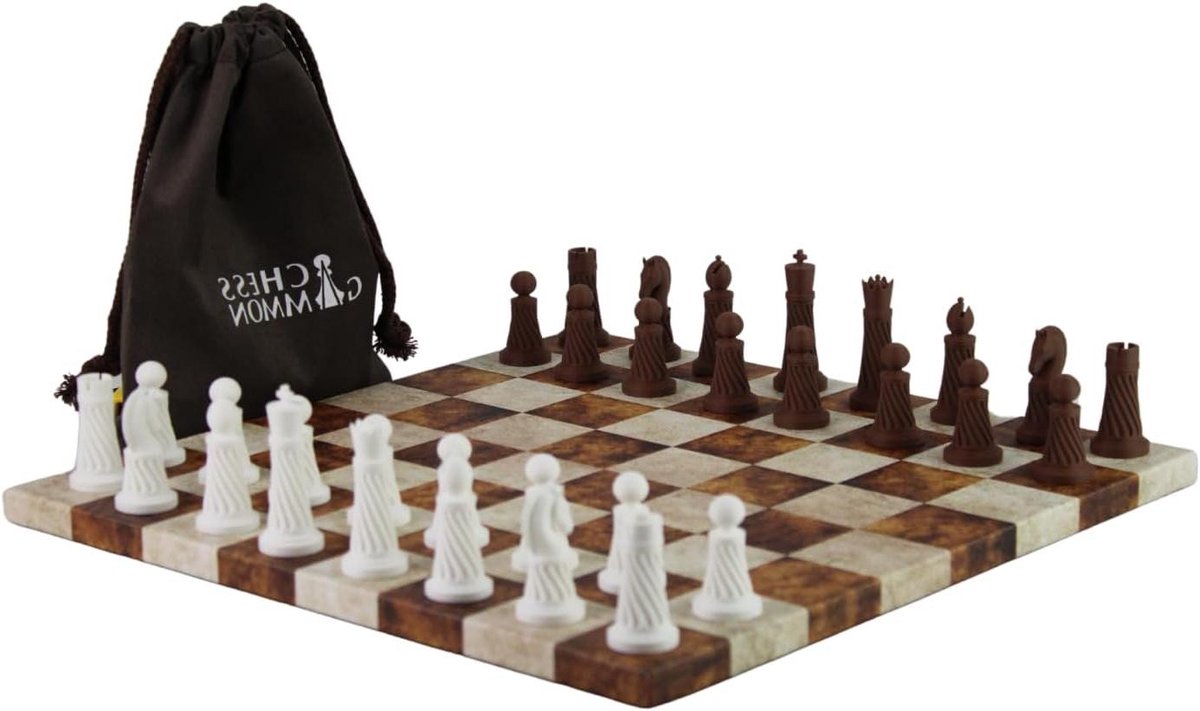 Schaakset Staunton - Schaakspel Schakers - Strategisch Spel - 3D Acryl Stukken - 355 cm - Bruin