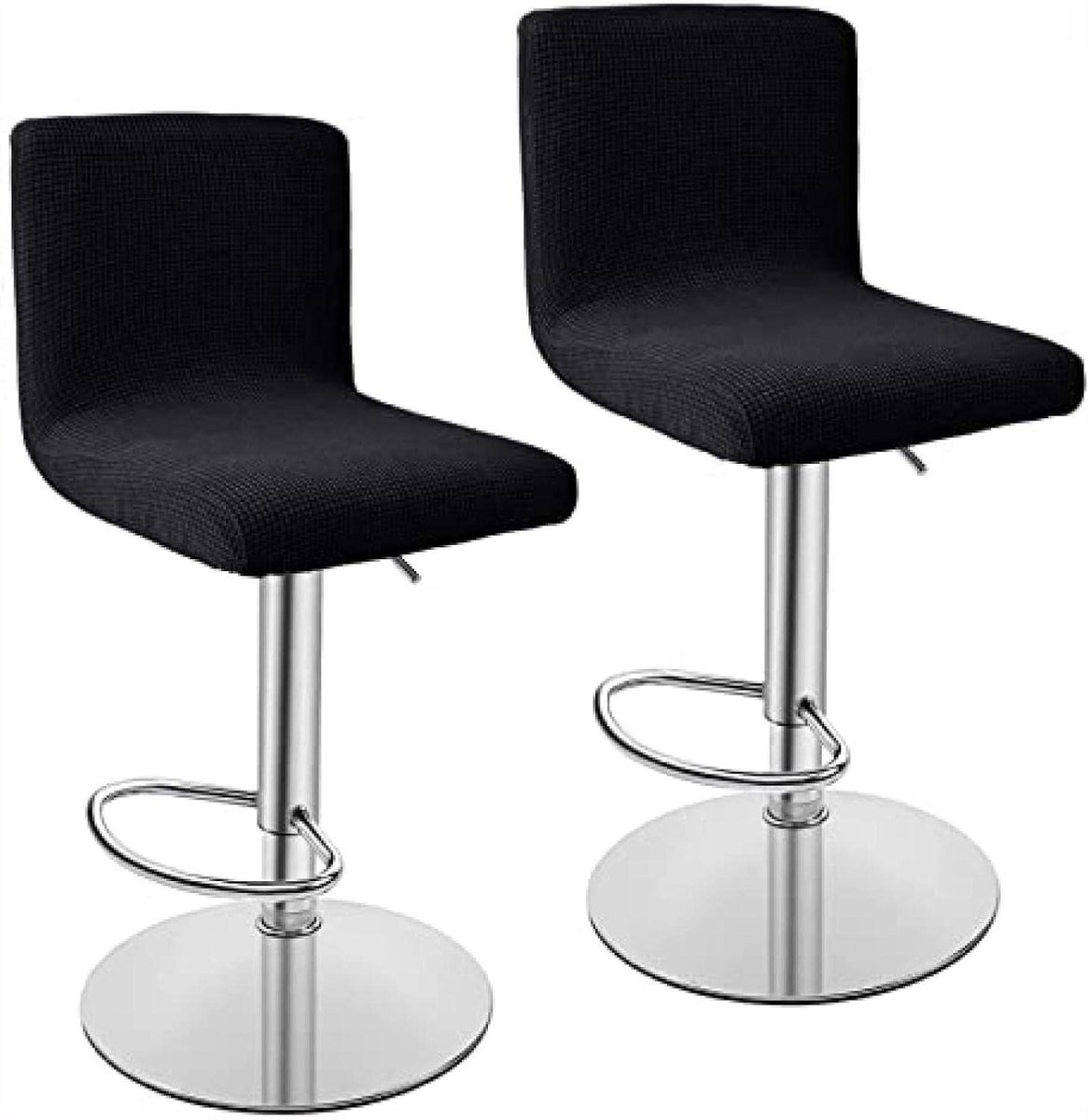 Barkruk Hoezen - Stoelovertrekken Krukhoezen - Stoelen Decoreren - Elastische Stof - Set van 2 - Zwart