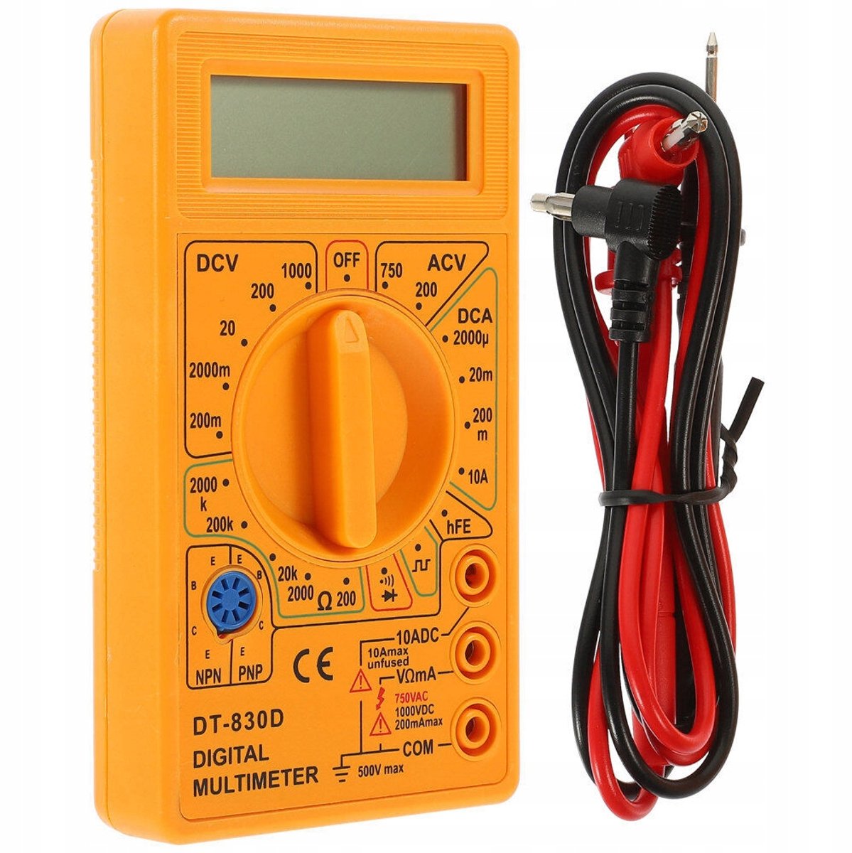 Rosfix Digitale Multimeter DT-830D - LCD HD, 3½ Cijfers - 1999, 1000V DC 750V AC, 10A, Dubbele