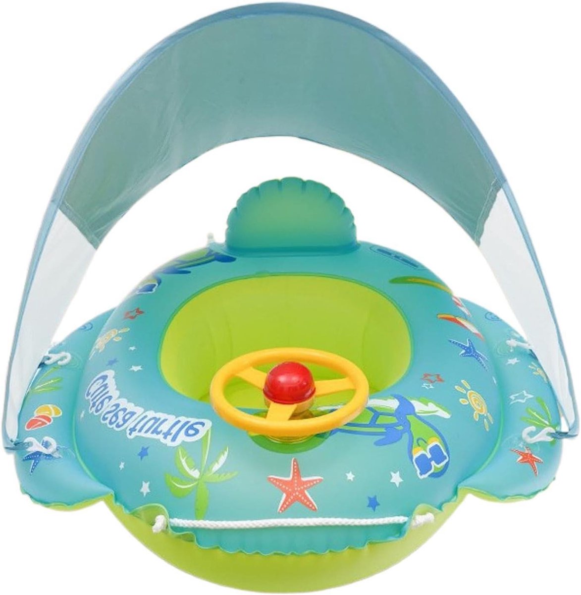 Zwembad Vlotter - Opblaasbare Zitting Baby - Waterpret - UV-blokkerende Luifel - 70 x 70 cm - Meerkleurig