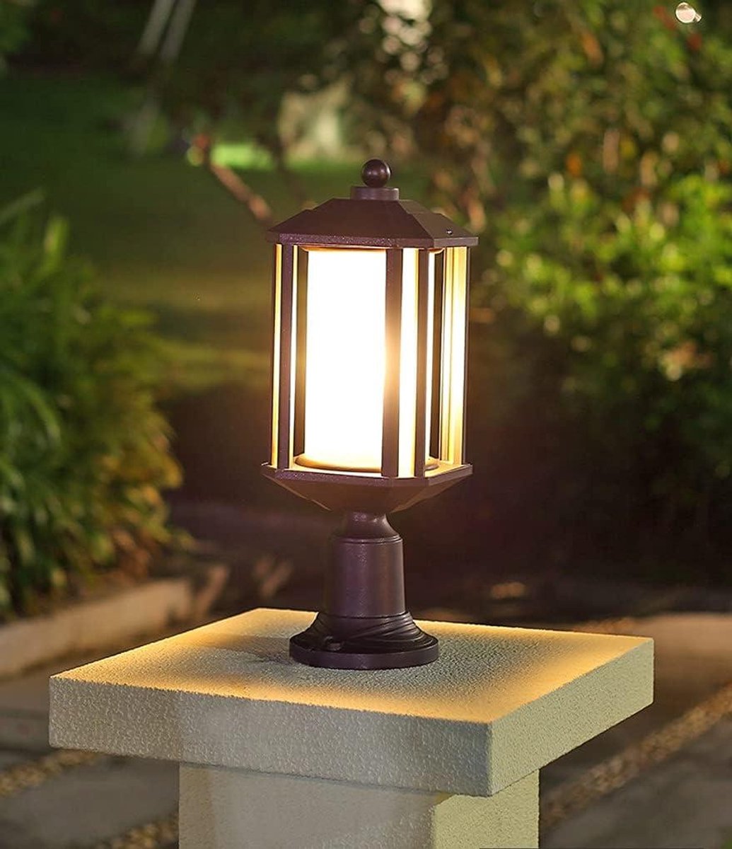 Buitenlantaarn Zuil - Buitenlamp Tuin - Pad Verlichten - Roestbestendige Coating - E27 Fitting - Antiek