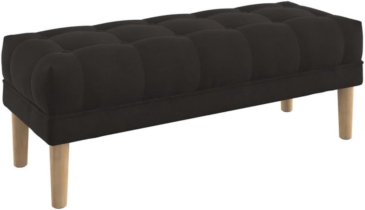 Zitbank met knopen - Voetenbank Ottomaan - Woonkamer Inrichting - Gestoffeerd met fluweel - 120 cm breed - Donkerbruin