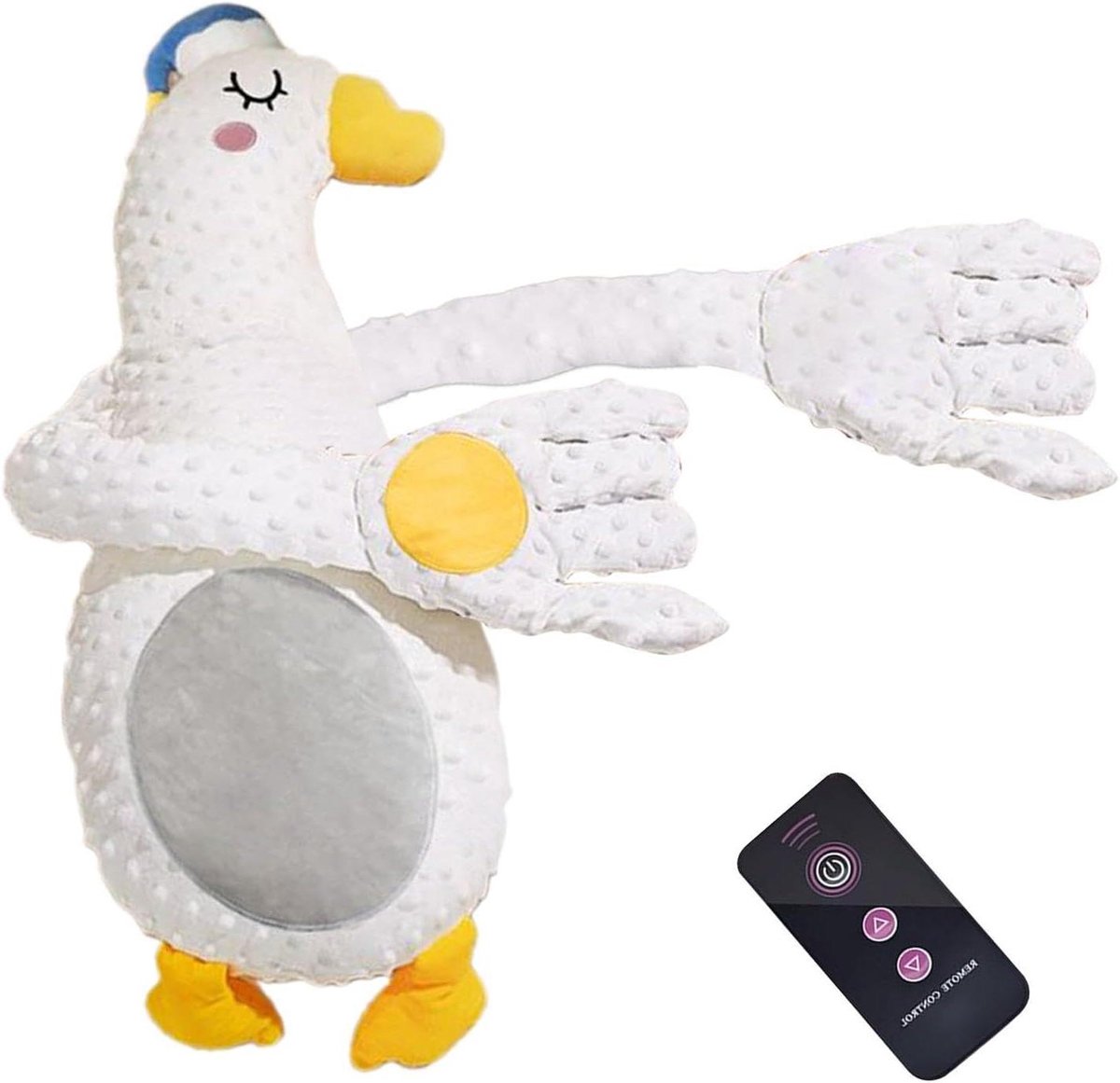 Slaapkussen Kind - Knuffel Kussen - Kind Kalmeren - 3 Instelbare Modi - 68x25 cm - Gans