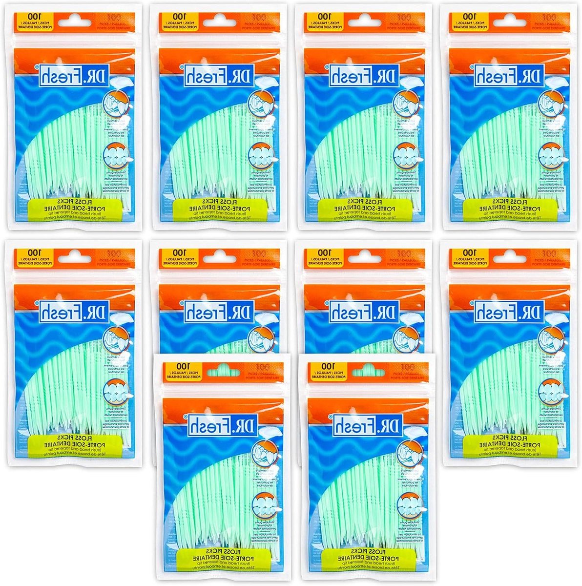 Floss Picks - Tandenstokers Interdentaal - Mondhygiëne Verbeteren - Zachte Borstelharen - 100 Stuks - Wit