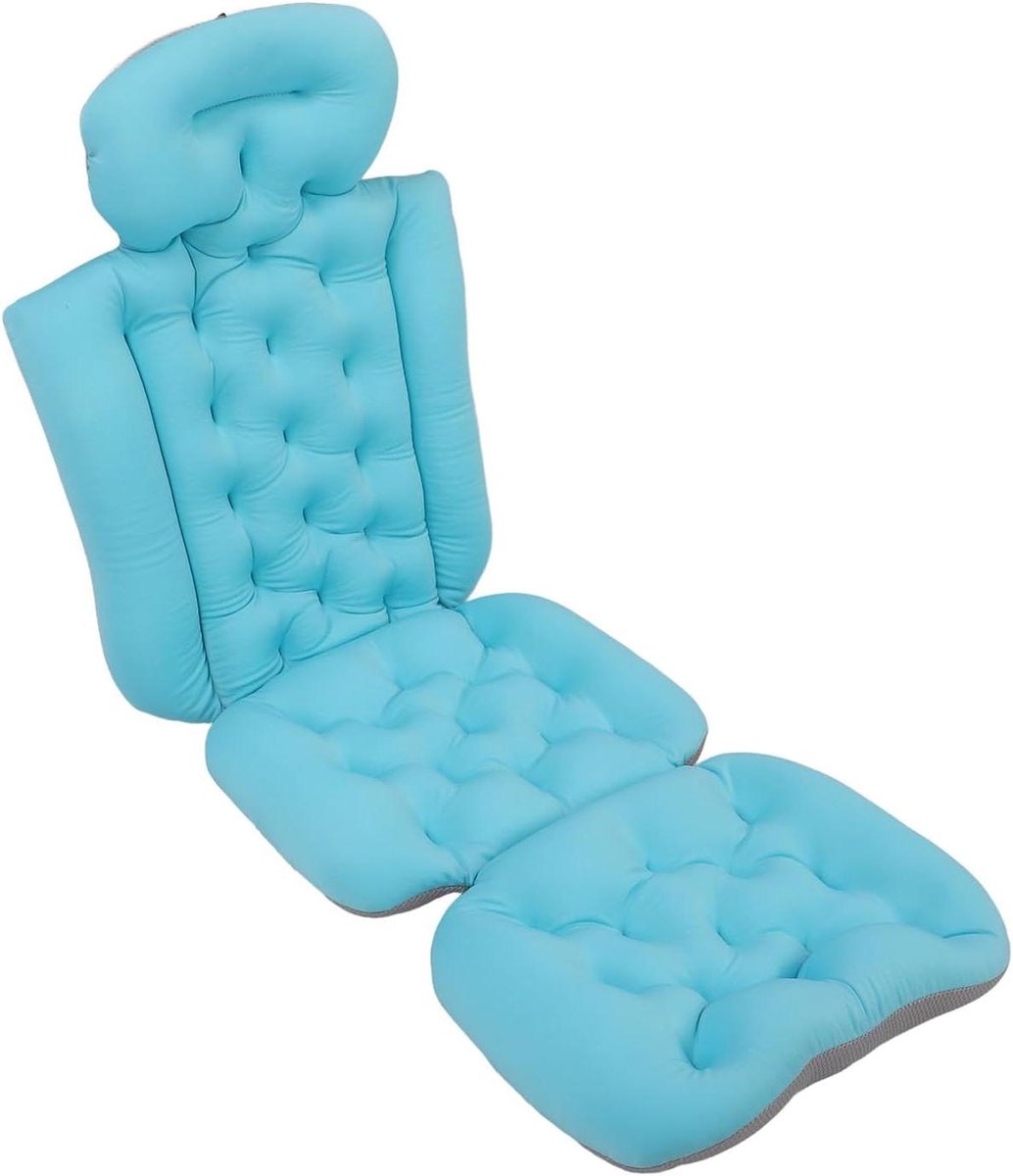 Badkussen Hele Lichaam - Badkuipkussen Spa - Ontspannen in Bad - Ergonomisch Ontwerp - 132 cm - Blauw