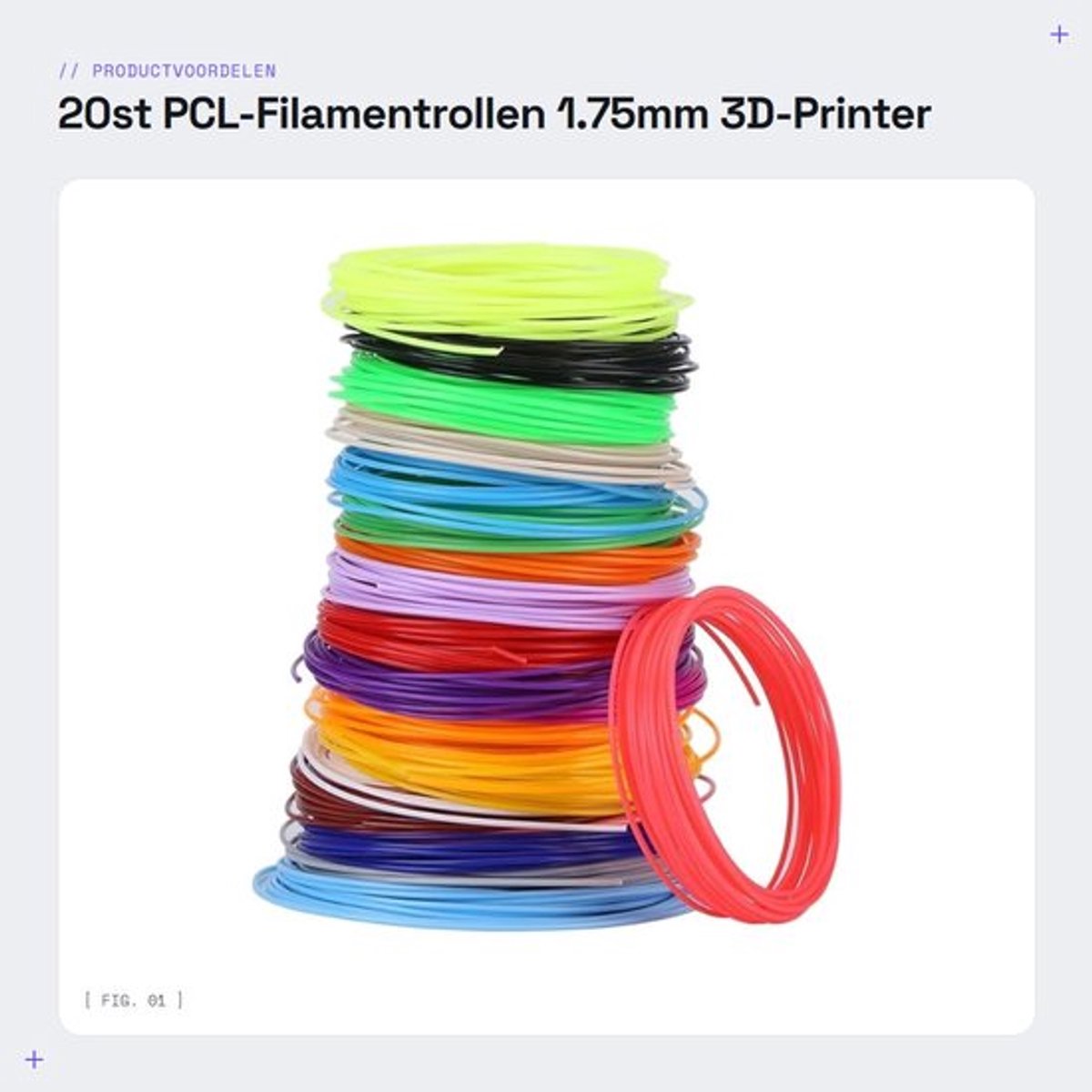 PCL-Filament 20 Kleuren - 1,75mm Diameter - 5m/Rol - Biologisch Afbreekbaar - Geschikt voor 3D-Pennen - Lage Temperatuur - 3D-penfilament