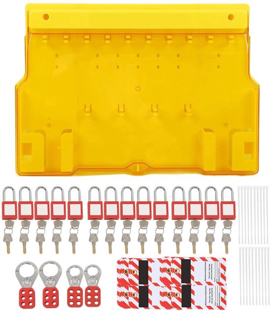 Lockout Station - Visual Management - Lockout Tagout Kit - Hangsloten - HASPS - Dekselvergrendelingsontwerp - ABS/PC/Nylon/Metaal