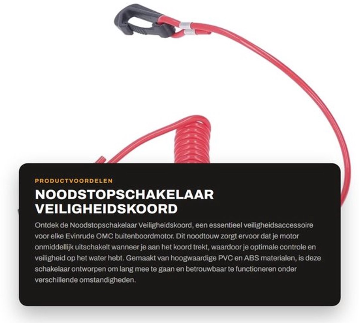 Noodstopschakelaar - Veiligheidskoord - Betrouwbaar en veilig - PVC+ABS - Eenvoudig te installeren - Geschikt voor Evinrude Buitenboordmo...
