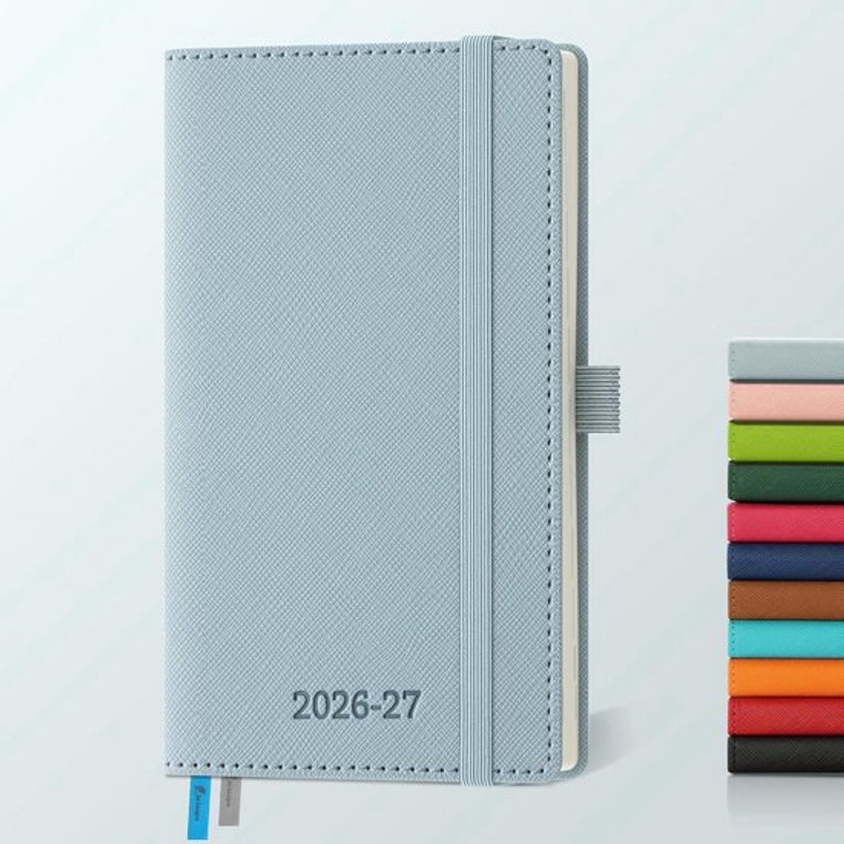 SnelShoppen - Agenda 2026 2027 - Weekly Planner A6 - 18 Maanden - PU Leer - Dust Blue - Compacte Notitieboek - Weekoverzicht - 80 GSM Papier