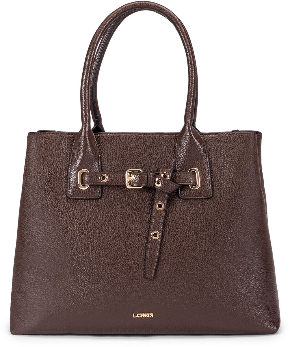L.CREDI schoudertas Sadette Shopper Chocolate donkerbruin